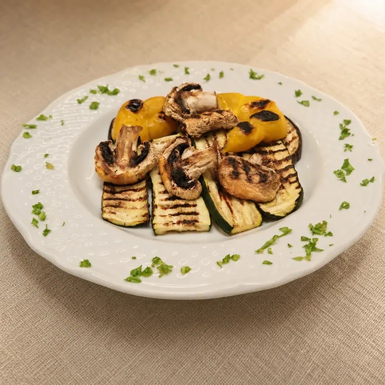 Grilled courgettes, aubergines, peppers and mushrooms.