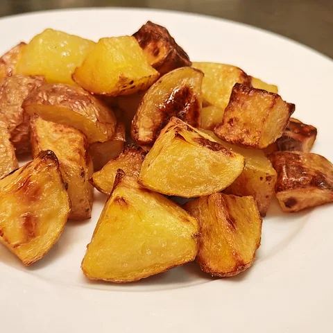 Golden roast potatoes.